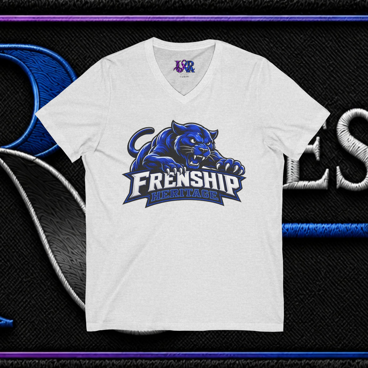 Friendship Panthers Mascot V-Neck Tee — School Spirit Sports T-Shirt