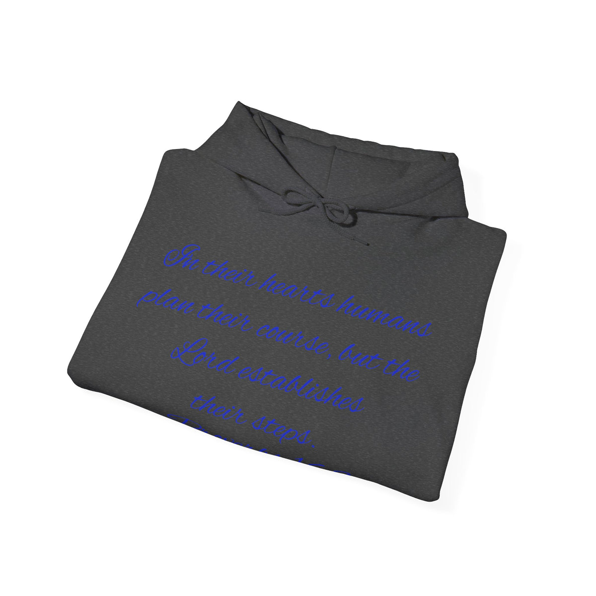 Christian Faith Hoodie — Proverbs 16:9 Inspirational Pullover with Vintage Signback Graphic