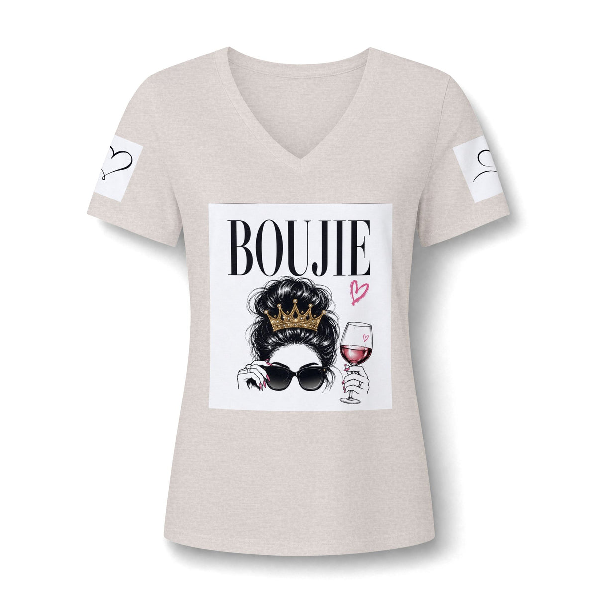 Boujie Wine & Crown V‑Neck Tee — Women's Boujee Graphic T‑Shirt