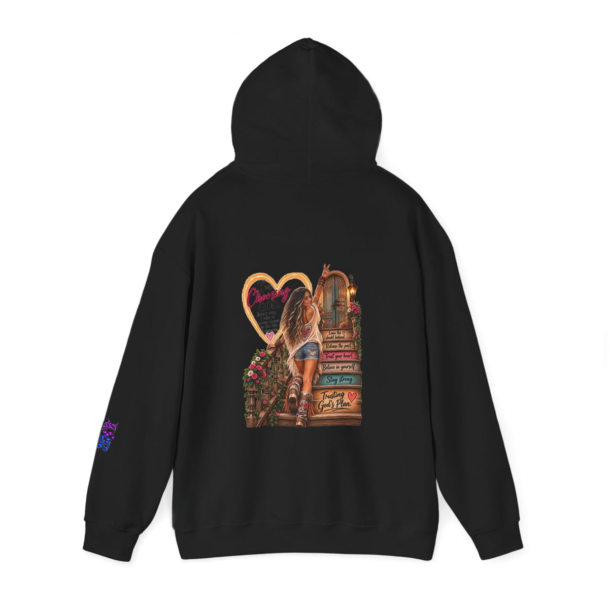 Christian Faith Hoodie — Proverbs 16:9 Inspirational Pullover with Vintage Signback Graphic
