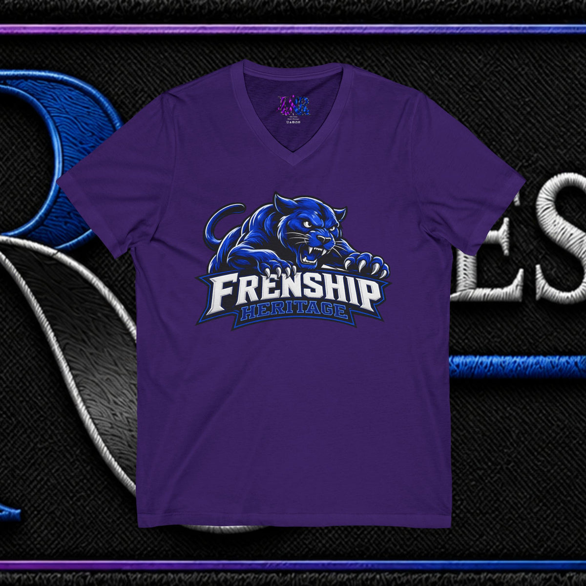 Friendship Panthers Mascot V-Neck Tee — School Spirit Sports T-Shirt