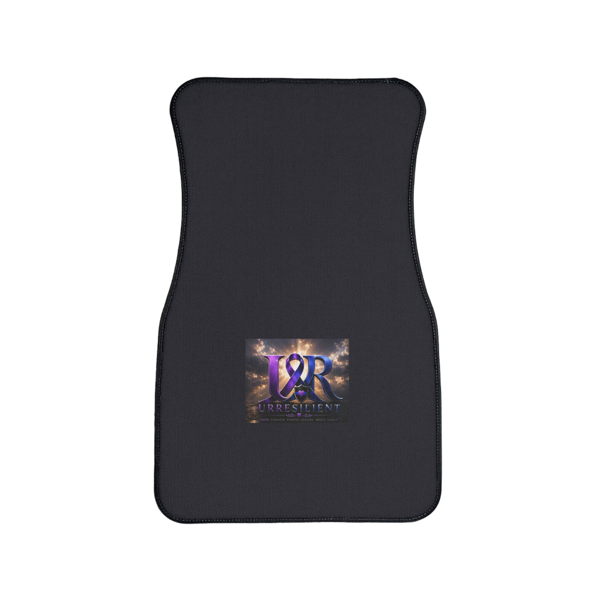 Custom Logo Car Floor Mat — Black Single-Piece Automotive Mat with Center Emblem