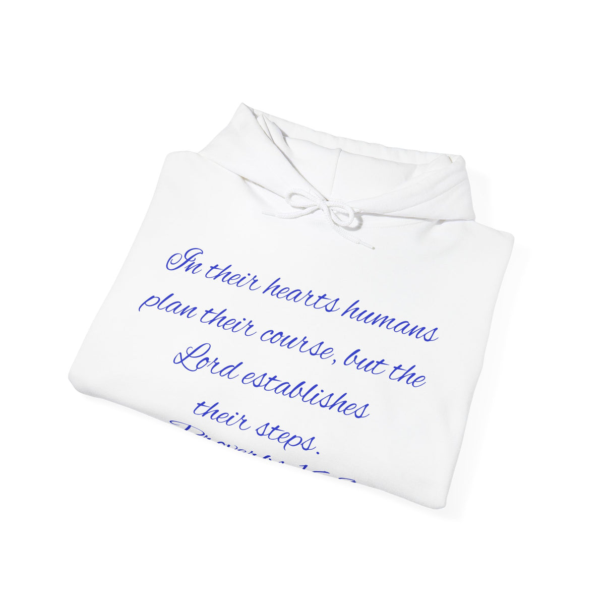 Christian Faith Hoodie — Proverbs 16:9 Inspirational Pullover with Vintage Signback Graphic