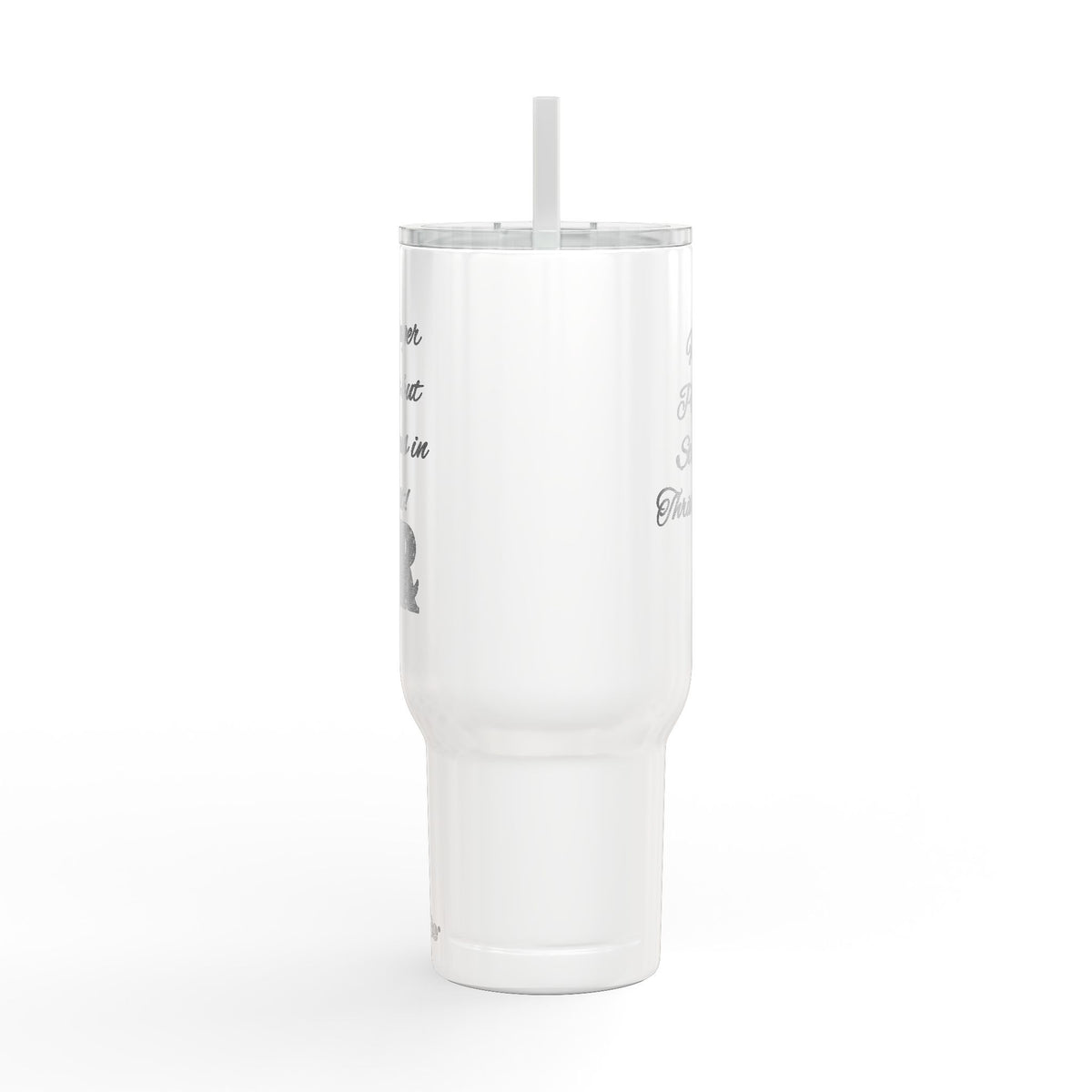 40oz Engraved Tumbler with Lid — "It’s Bigger on a Team but Victorious in Christ" Christian Travel Mug
