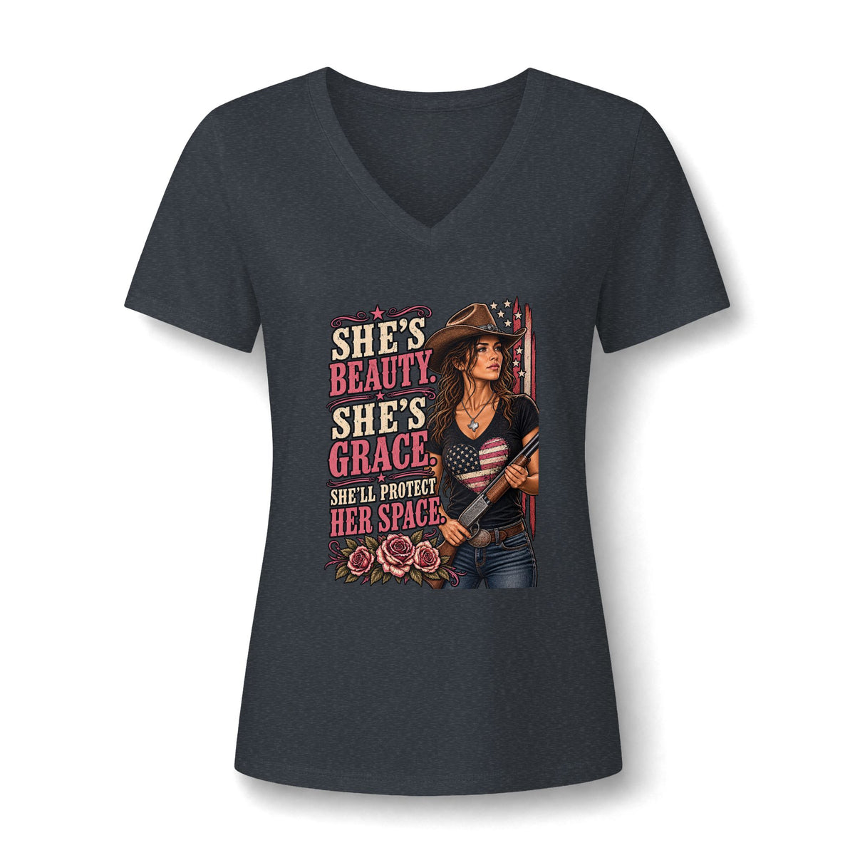 Women's Relaxed Heather CVC V-Neck Tee