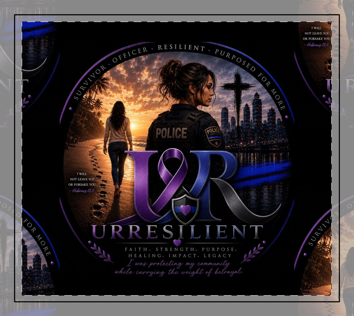 Resilient UR Police Tribute Desk Mat — Thin Blue Line Memorial Mousepad