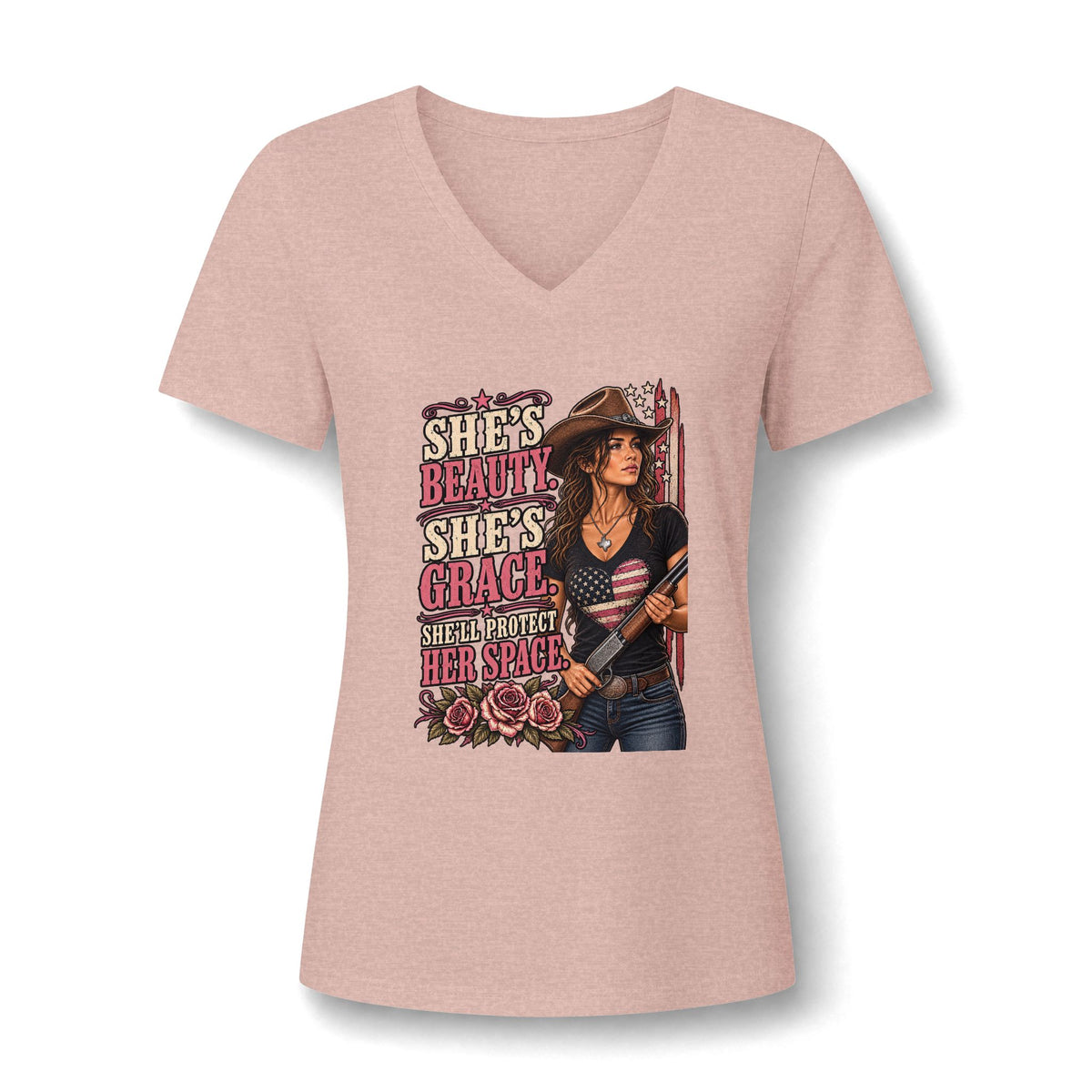 Women's Relaxed Heather CVC V-Neck Tee