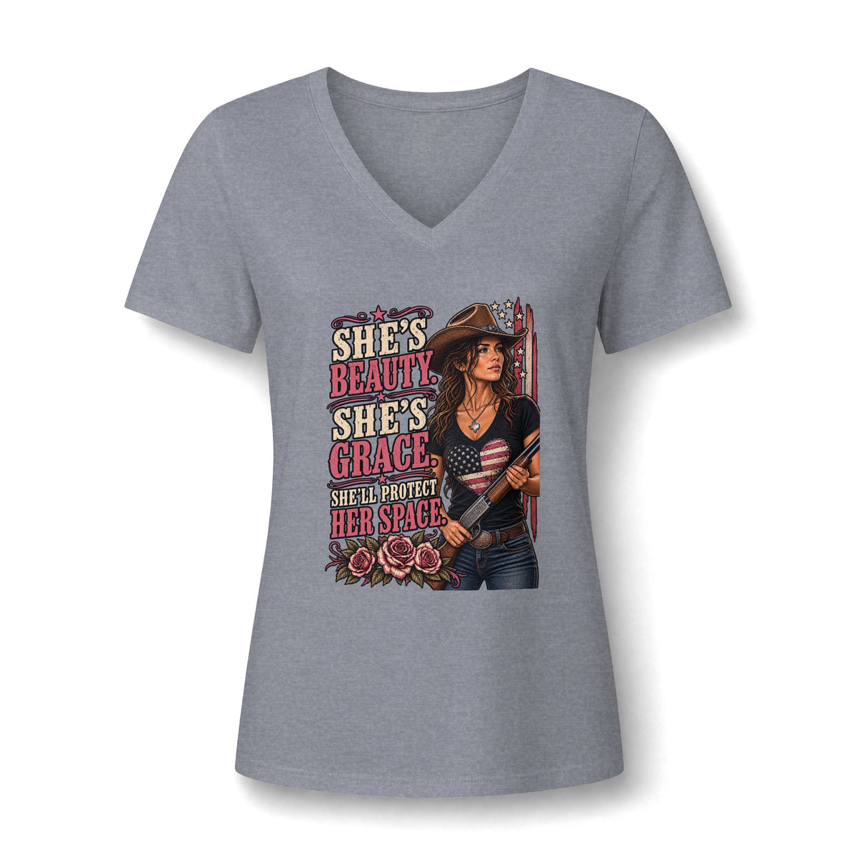 Women's Relaxed Heather CVC V-Neck Tee
