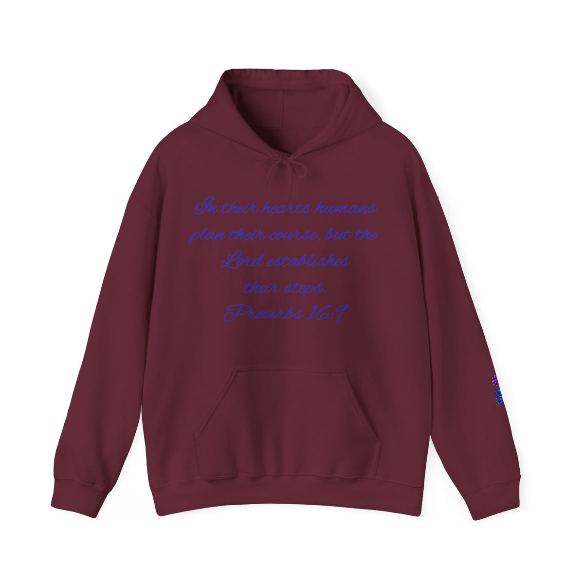 Christian Faith Hoodie — Proverbs 16:9 Inspirational Pullover with Vintage Signback Graphic