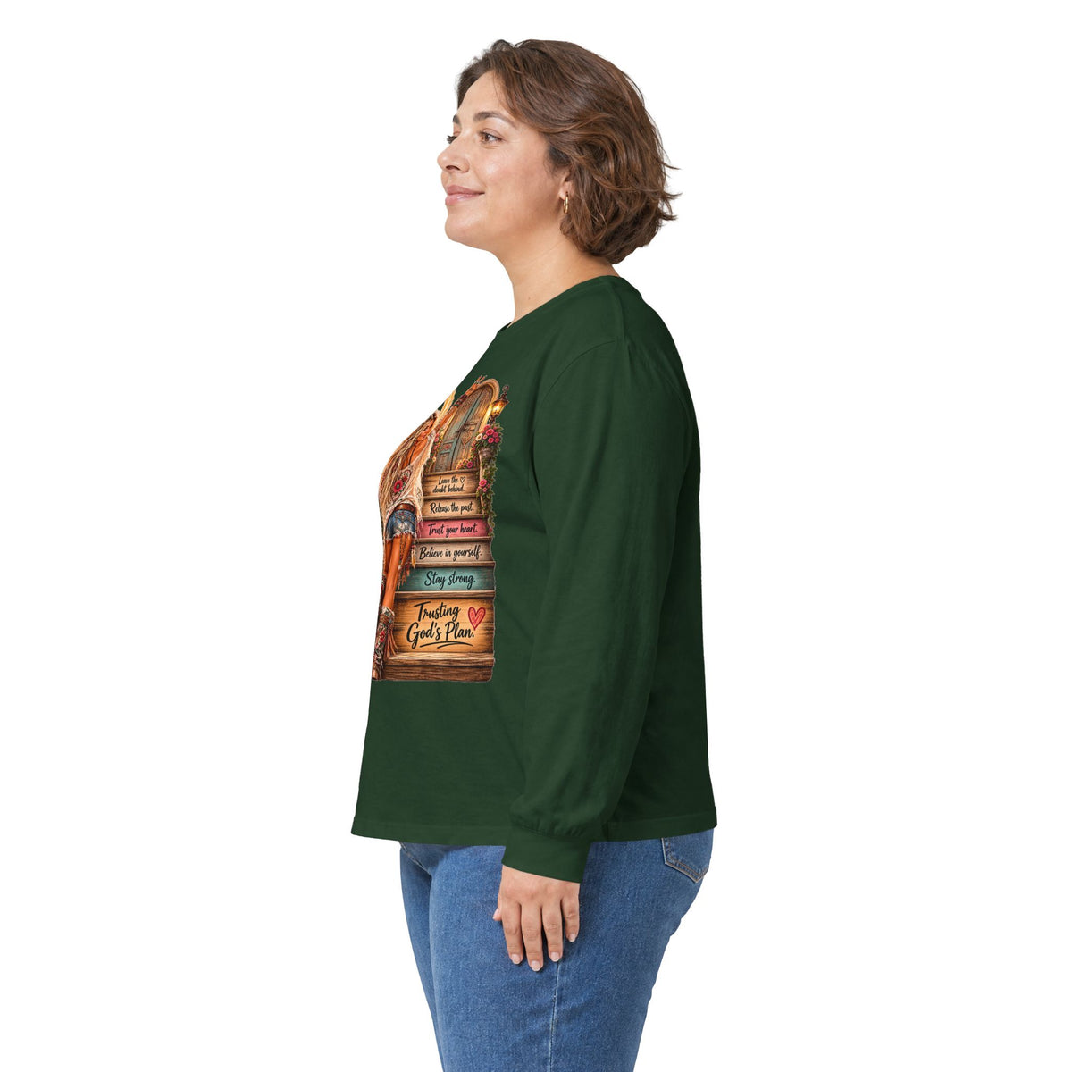 Faithful Journey Long Sleeve Tee — "The Road to God" Inspirational Christian Shirt