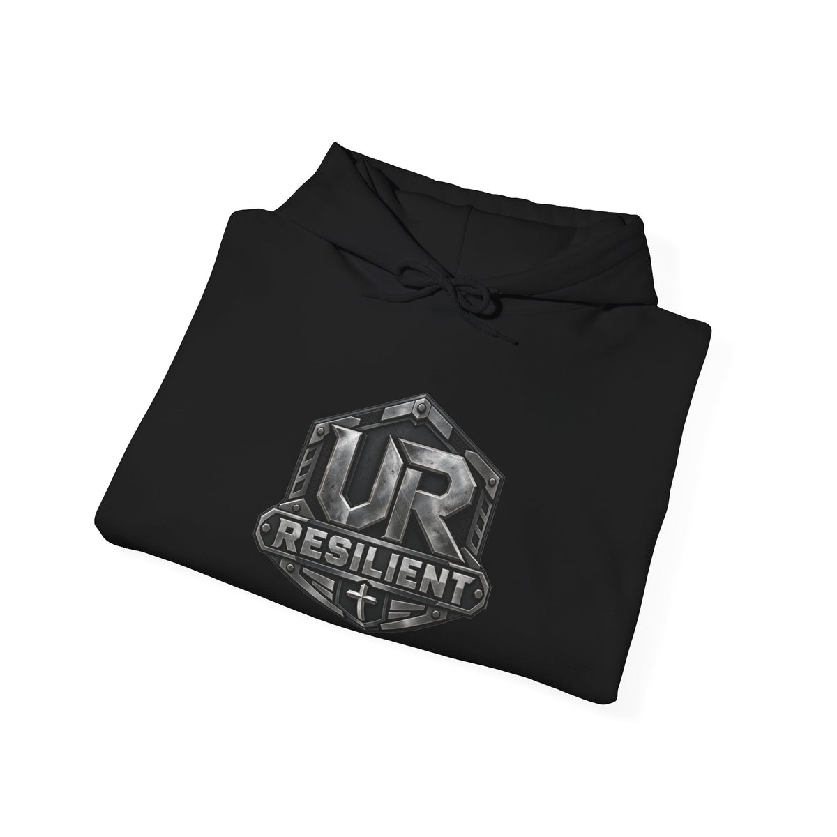 Resilient Shield Hoodie — Vintage Emblem Christian Faith Pullover