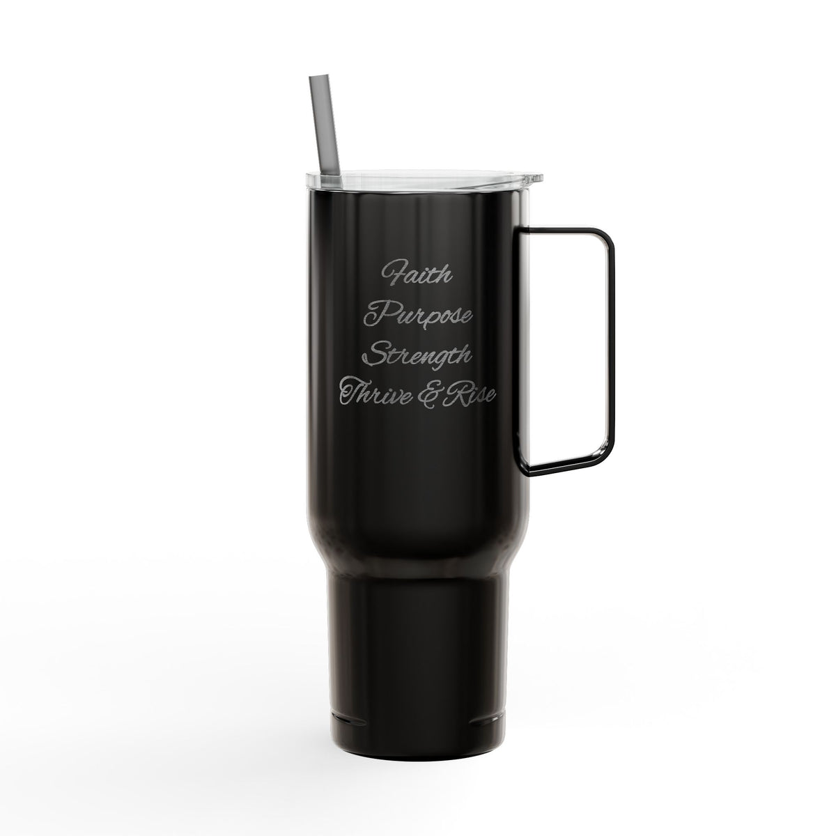 40oz Engraved Tumbler with Lid — "It’s Bigger on a Team but Victorious in Christ" Christian Travel Mug