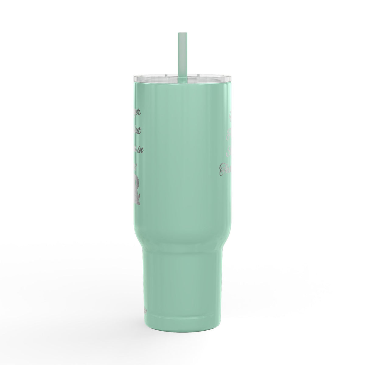40oz Engraved Tumbler with Lid — "It’s Bigger on a Team but Victorious in Christ" Christian Travel Mug