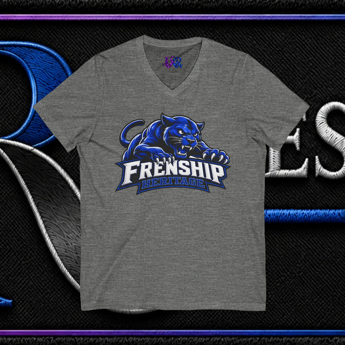 Friendship Panthers Mascot V-Neck Tee — School Spirit Sports T-Shirt