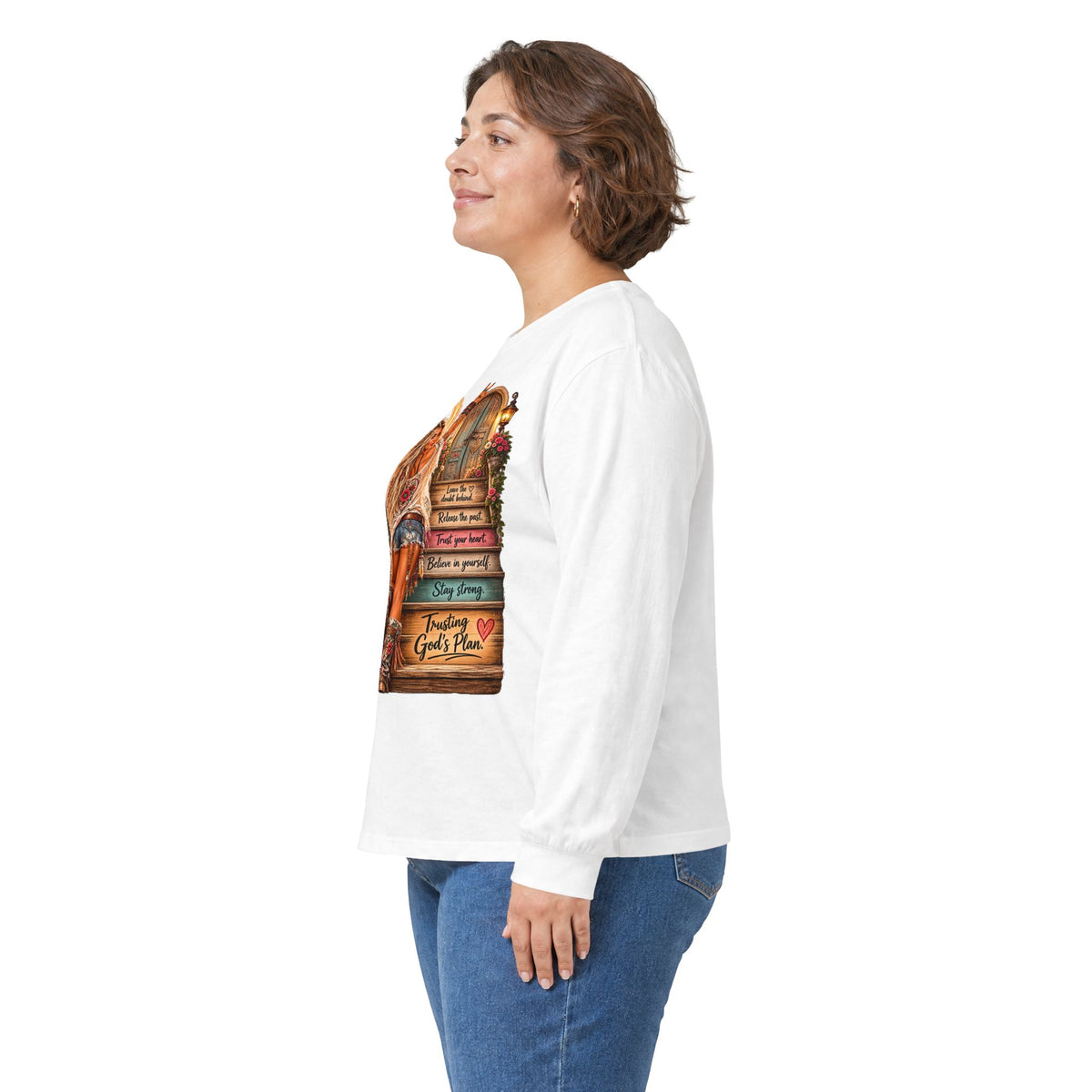 Faithful Journey Long Sleeve Tee — "The Road to God" Inspirational Christian Shirt
