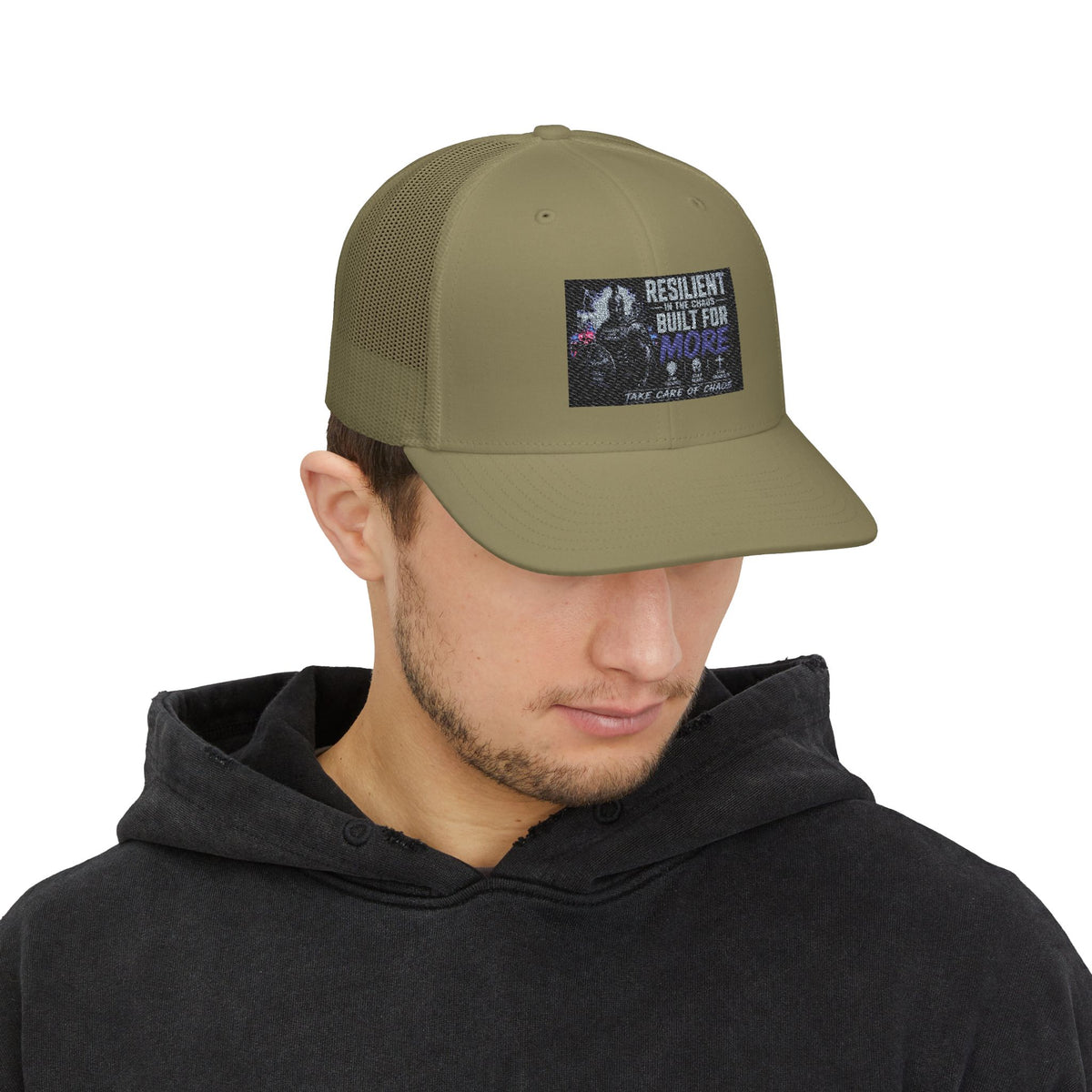 Resilient & Built For Winter Snapback Trucker Cap — Retro Mountain Rescue Patch