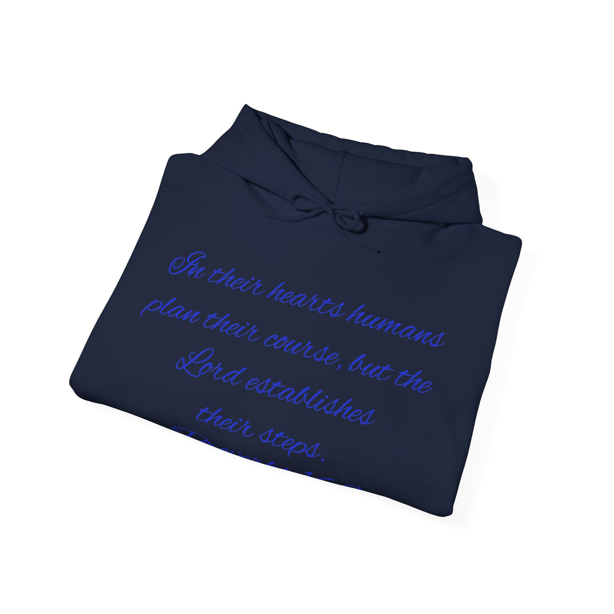 Christian Faith Hoodie — Proverbs 16:9 Inspirational Pullover with Vintage Signback Graphic