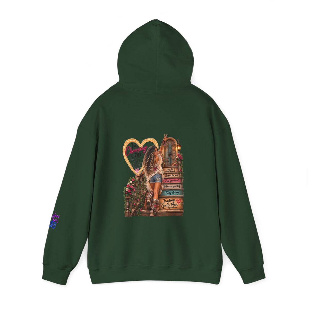 Christian Faith Hoodie — Proverbs 16:9 Inspirational Pullover with Vintage Signback Graphic