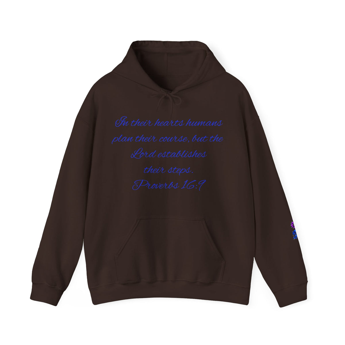 Christian Faith Hoodie — Proverbs 16:9 Inspirational Pullover with Vintage Signback Graphic