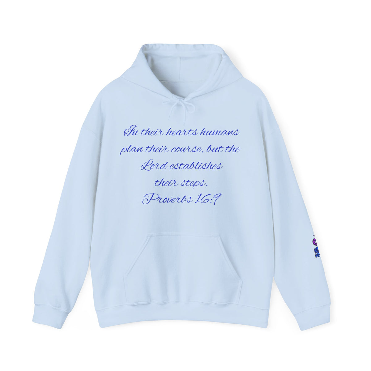 Christian Faith Hoodie — Proverbs 16:9 Inspirational Pullover with Vintage Signback Graphic