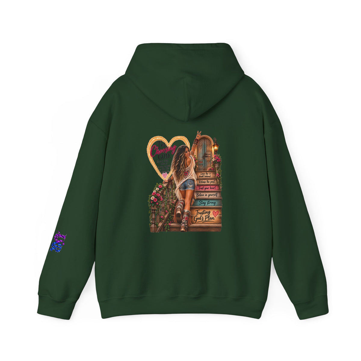 Christian Faith Hoodie — Proverbs 16:9 Inspirational Pullover with Vintage Signback Graphic